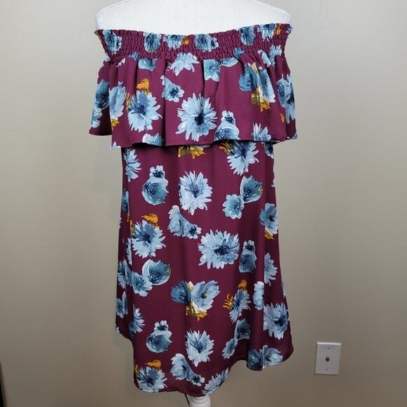 Altar'd State Maroon Floral Mini Dress Large - Picture 1 of 6